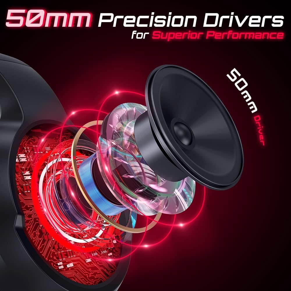 Gaming Headset Over Ear Headphones with Mic Red LED Light E4954