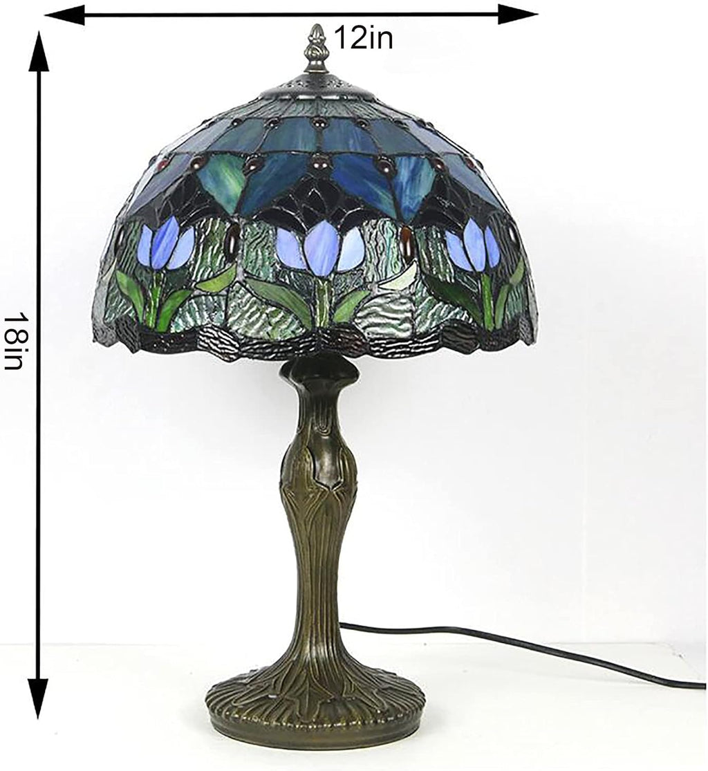 Purple Tulip Stained Glass Table Lamp 12 Inches L199