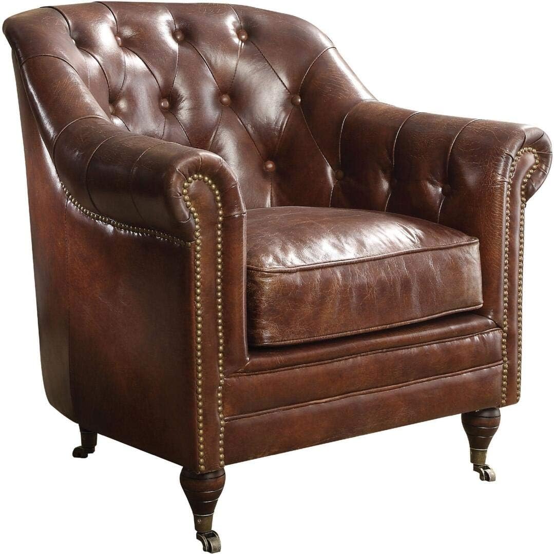 Vintage Dark Brown Top Grain Leather Chair T8458