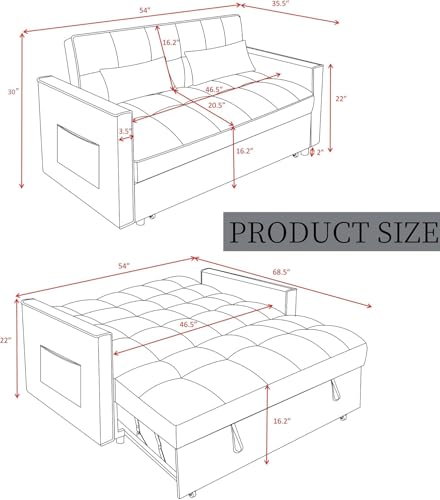 Black Sleeper Sofa Bed with Pullout Bed T63157