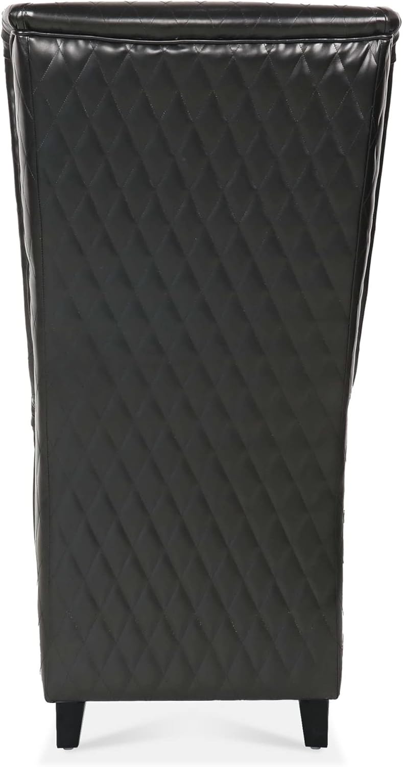 Black Faux Leather High-Back Accent Chair J557