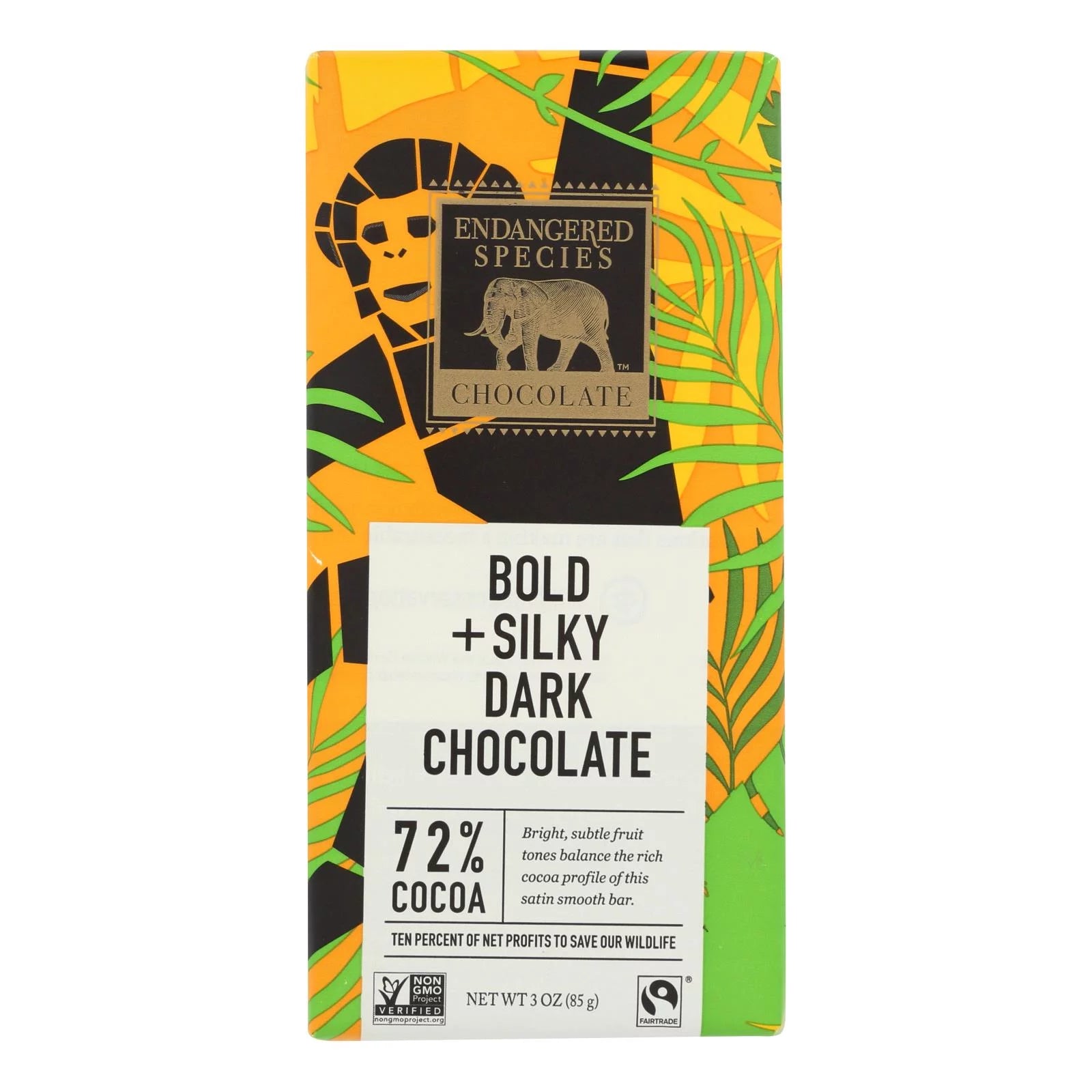 Natural Dark Chocolate 72 Percent Cocoa 3 oz Bars Case of 12 J2718