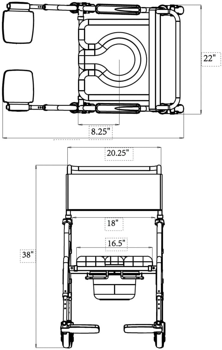 Lightweight Aluminum Folding Rolling Shower Chair with Wheels N195235