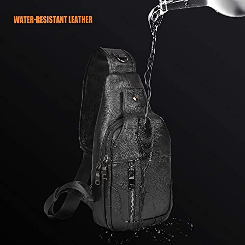 Cowhide Leather Waterproof Sling Crossbody Bag S7455