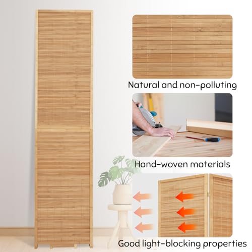 Beige 4 Panel Bamboo Room Divider W1317