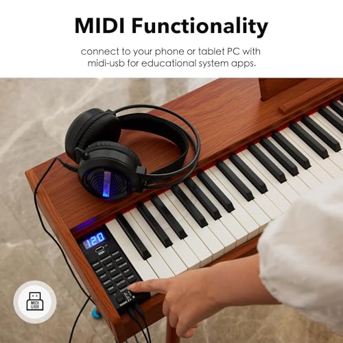 88 Key Weighted Hammer-Action Digital Piano with Sheet Music Stand, Pedal, Power Adapter N6233
