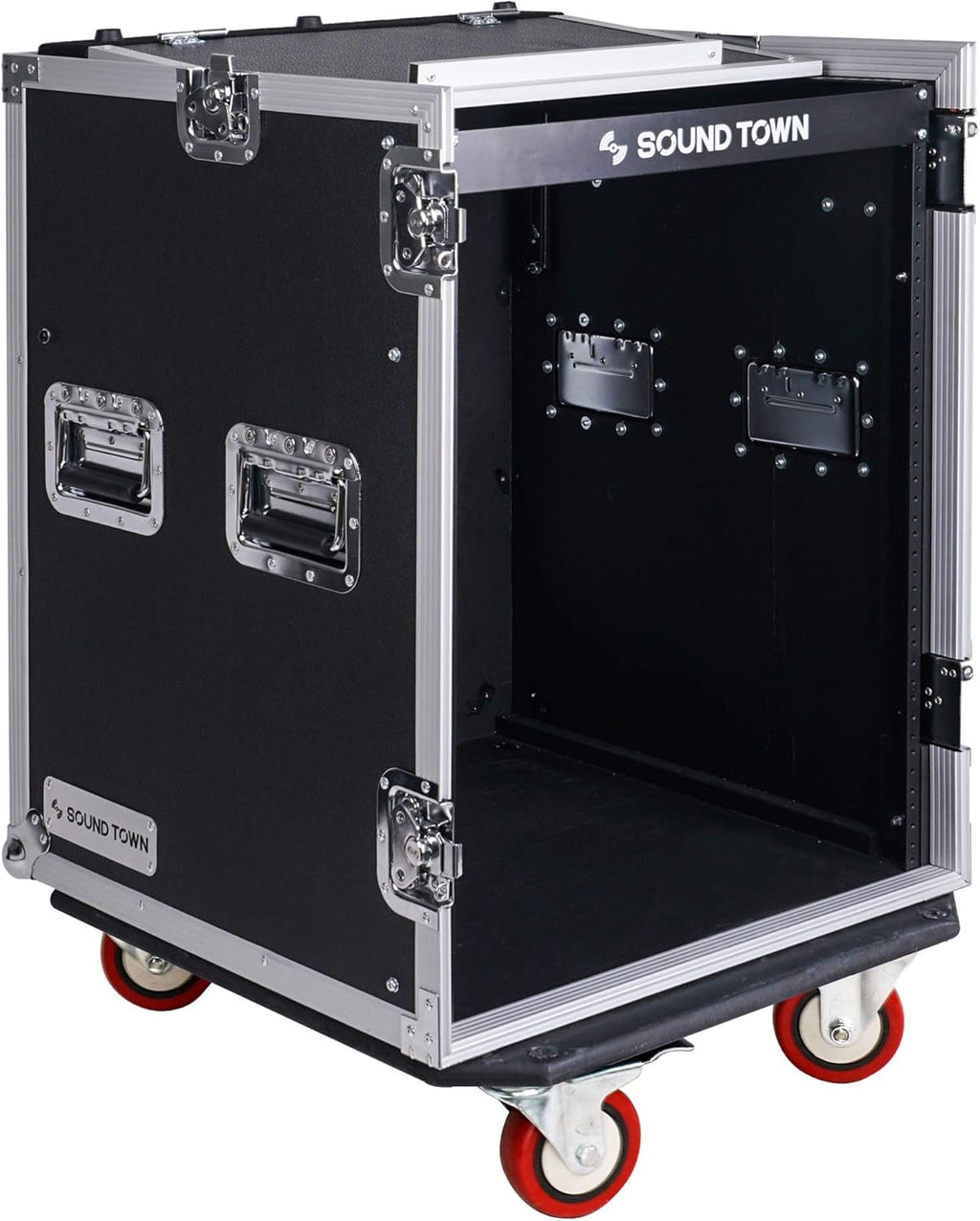 14U PA DJ Rack Case with 11U Slant Mixer Top and Casters V5747