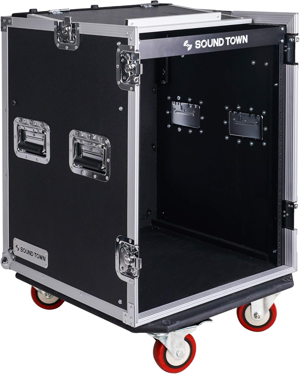 14U PA DJ Rack Case with 11U Slant Mixer Top and Casters V5747