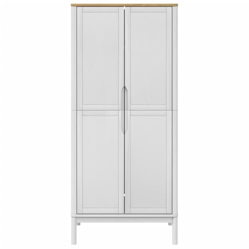 Brown Solid Wood Pine Wardrobe Closet with 1 Large Compartment and Doors X967