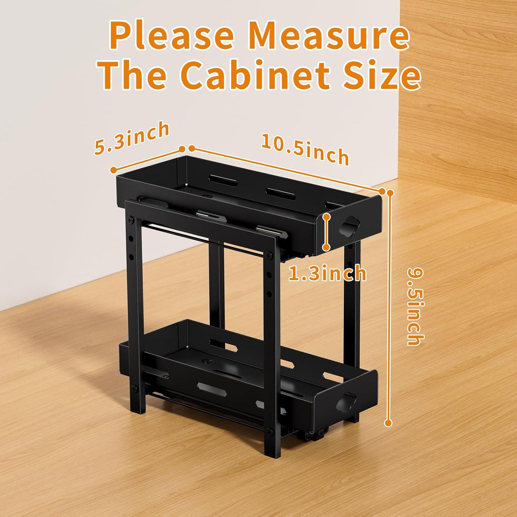 2-Tier Heavy Duty Slide Out Spice Rack, Black X5414
