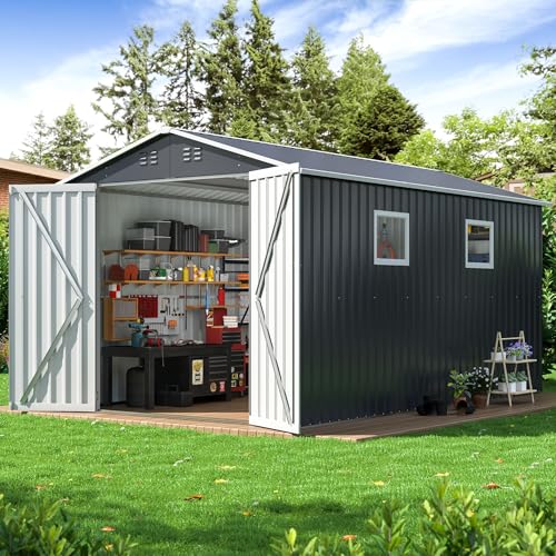 Grey Metal Outdoor Storage Shed E91410