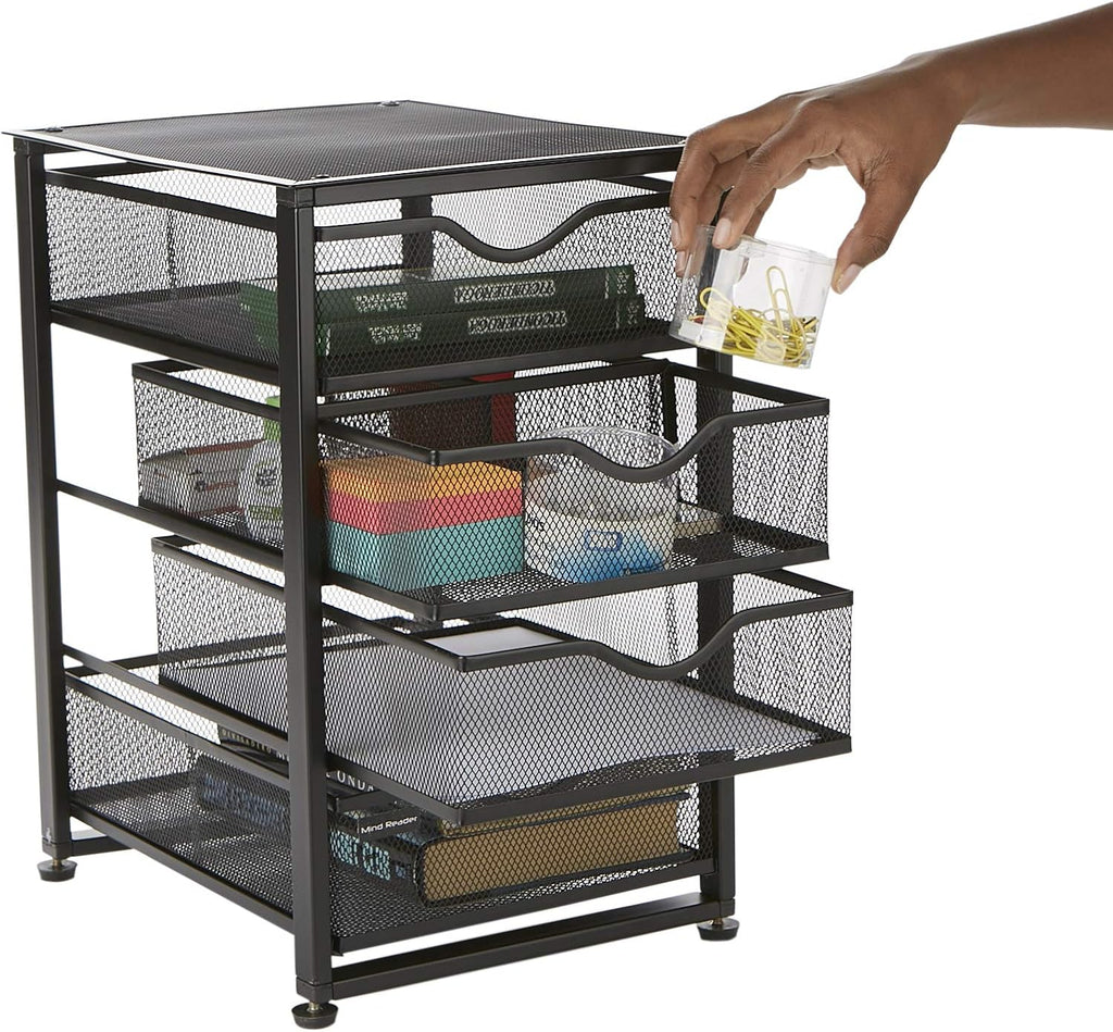 Black 4-Tiered Metal Rolling Utility Cart K802