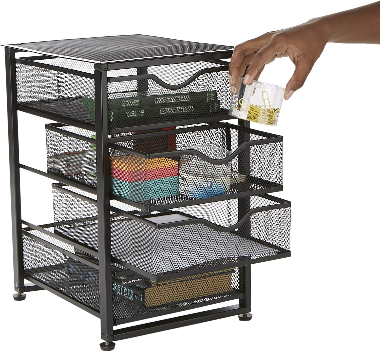 Black 4-Tiered Metal Rolling Utility Cart K802