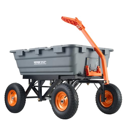 1200lbs 7Cu.Ft. Heavy Duty Poly Dump Cart with 13in All Terrain Wheels E7330