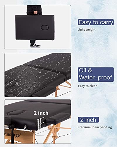 Portable 2 Fold Adjustable Massage Table with Carry Case L5009