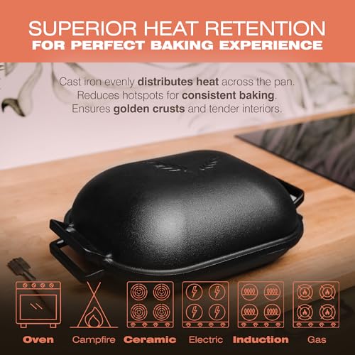 Black Heavy Duty Cast Iron Bread Pan with Lid S960267