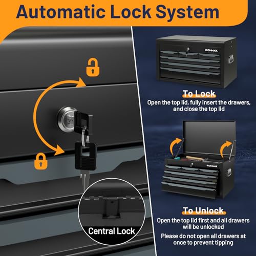 5-Drawer Rolling Steel Tool Chest with Lockable Wheels F756303