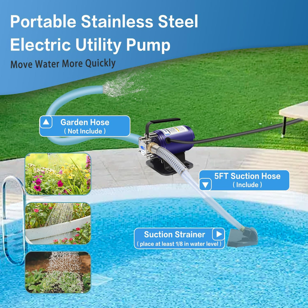 Portable Electric Self Priming Utility Pump 330 GPH X674482