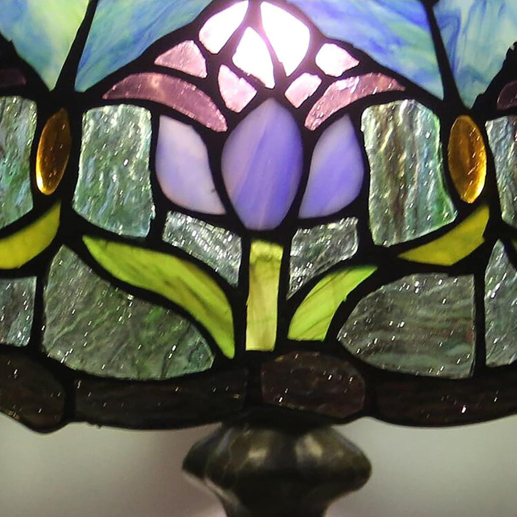 Purple Tulip Stained Glass Table Lamp 12 Inches L199
