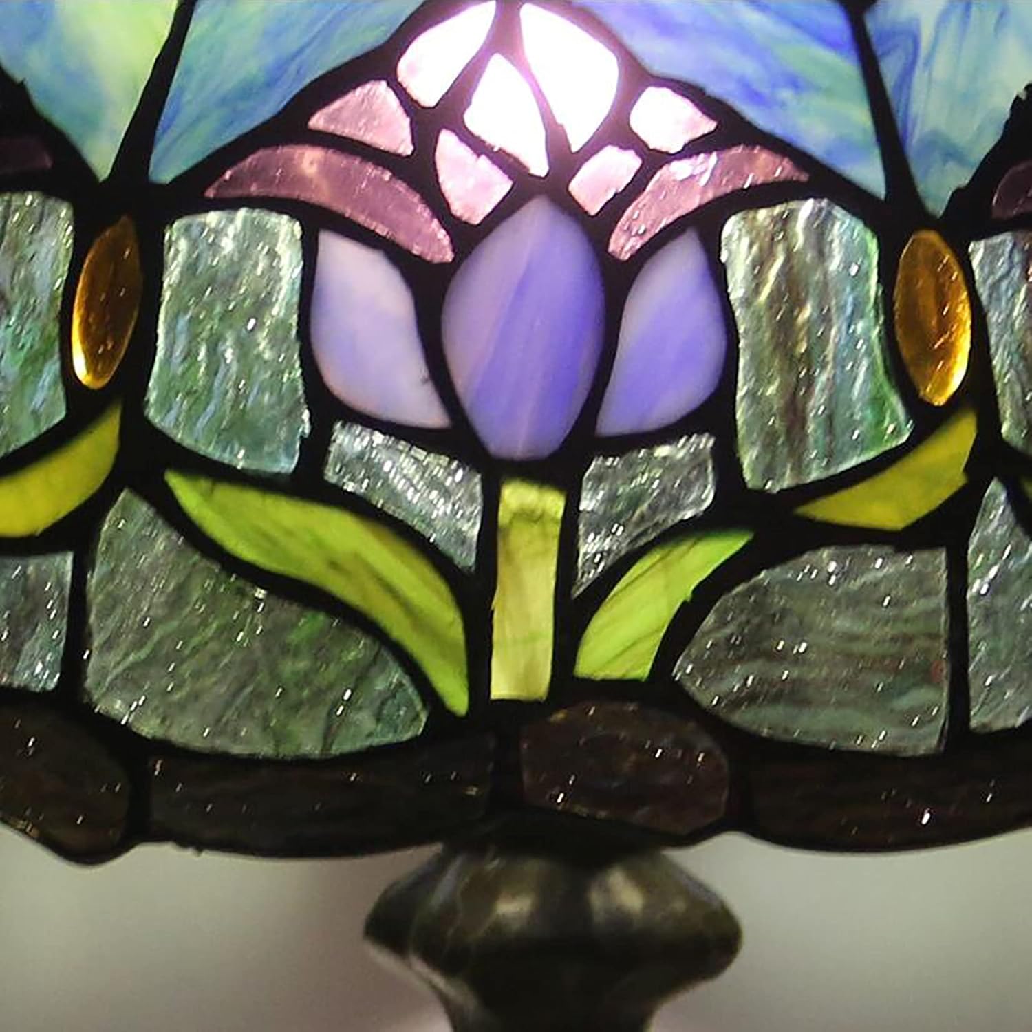 Purple Tulip Stained Glass Table Lamp 12 Inches L199