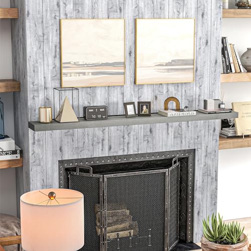 Walnut Brown Solid Fir Wood Fireplace Mantel Shelf W1596