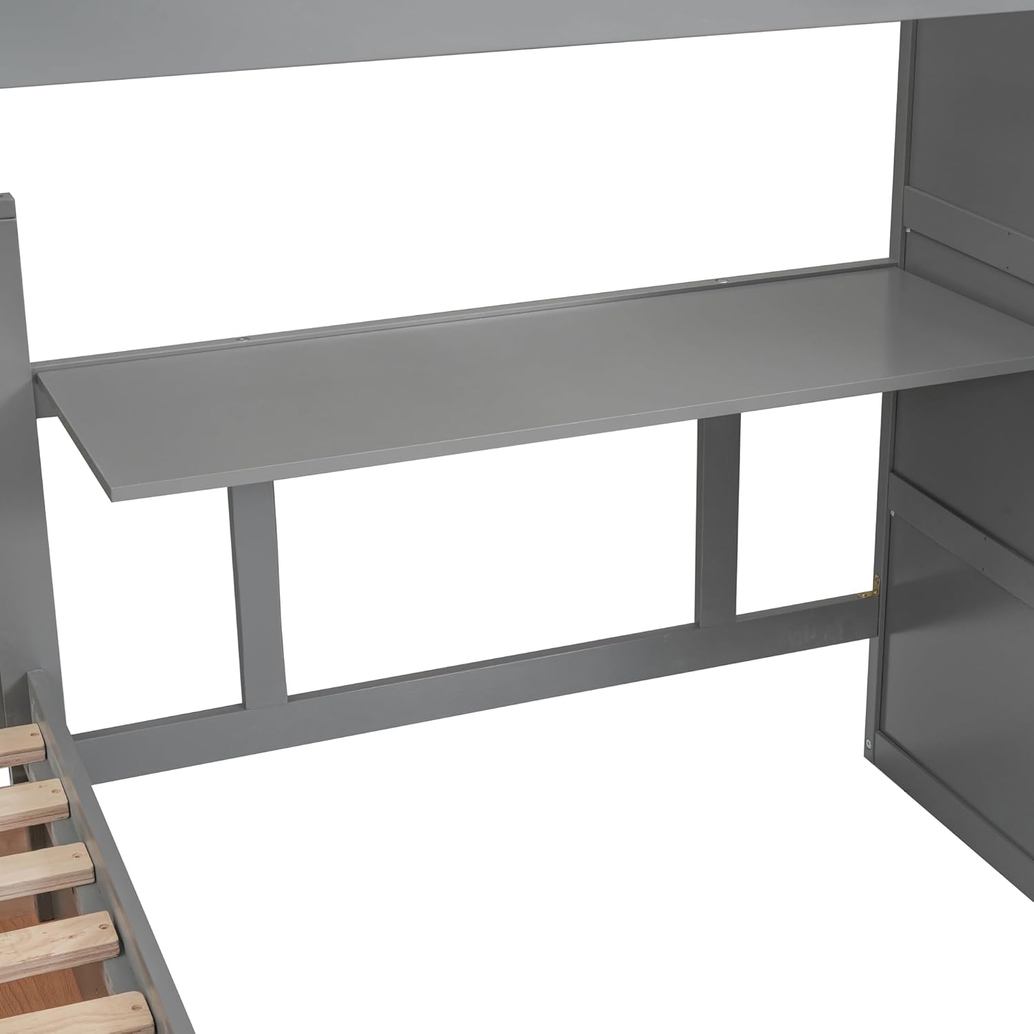 Gray Triple Bunk Bed with Stairs Storage and 3 Drawers H603942