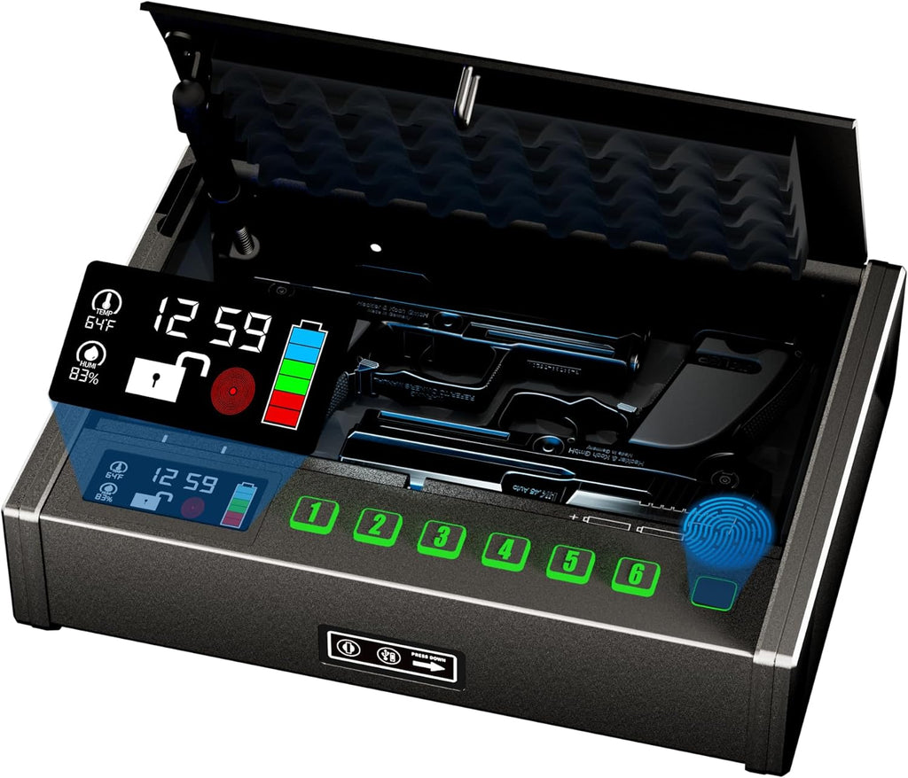 Biometric Fingerprint Handgun Safe with LCD W3342
