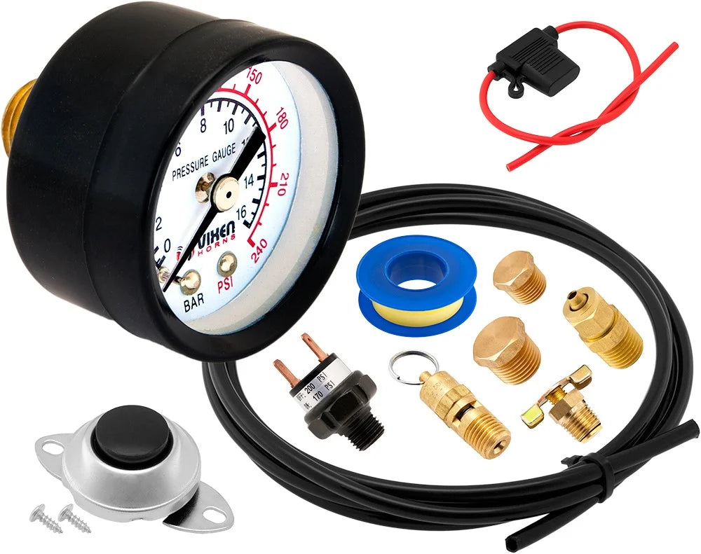 Train Horn Kit with 200psi Air Compressor, 3 Gallon Tank, 3 Trumpets X360944