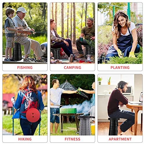 Portable Collapsible Telescoping Stool Lightweight Max Load 400lbs Retractable Folding Stool (red) R640
