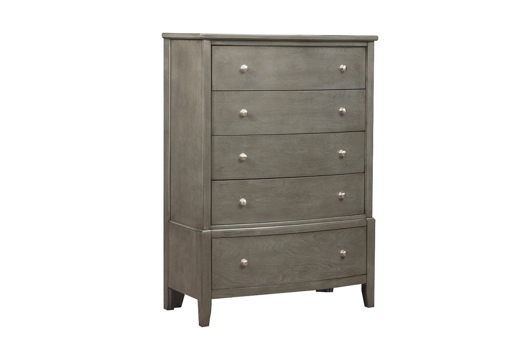Gray Finish Wooden 5pc Bedroom Set Queen Sleigh Bed Nightstand Dresser Mirror Chest I571
