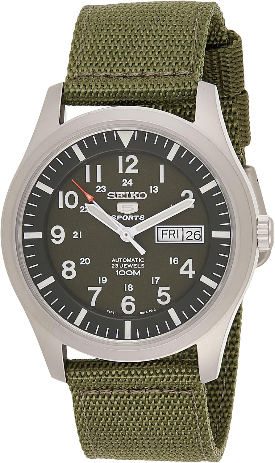 Green 42 mm Automatic Analogue Watch with Fabric Strap H210699