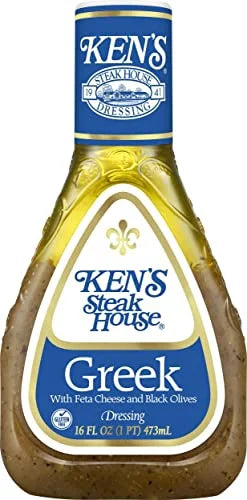 Greek Dressing with Feta Cheese & Black Olives, 16 FL OZ Bottle (Pack of 6) Y964133