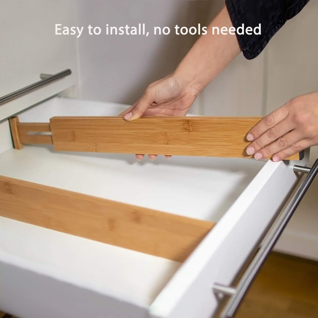 Adjustable Bamboo Drawer Divider 4 Pack W332