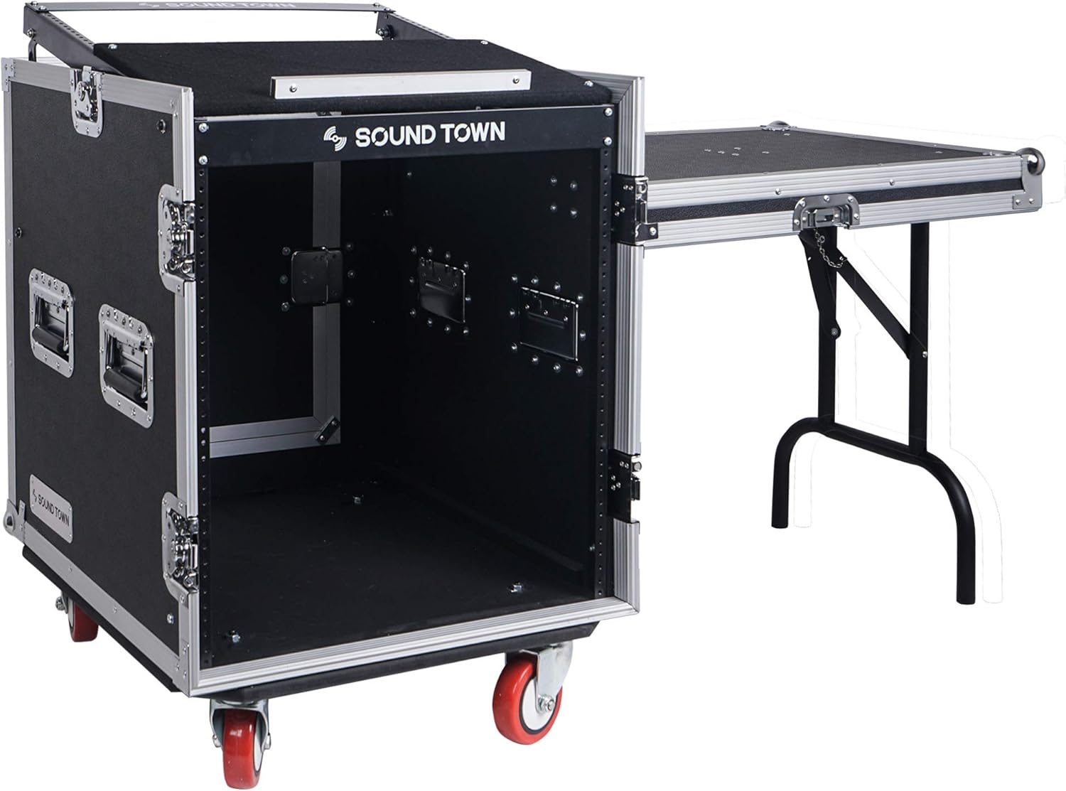 14U PA DJ Rack Case with 11U Slant Mixer Top and Casters V5747