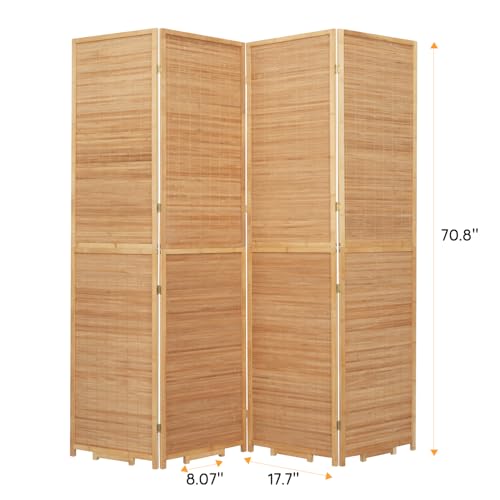 Beige 4 Panel Bamboo Room Divider W1317