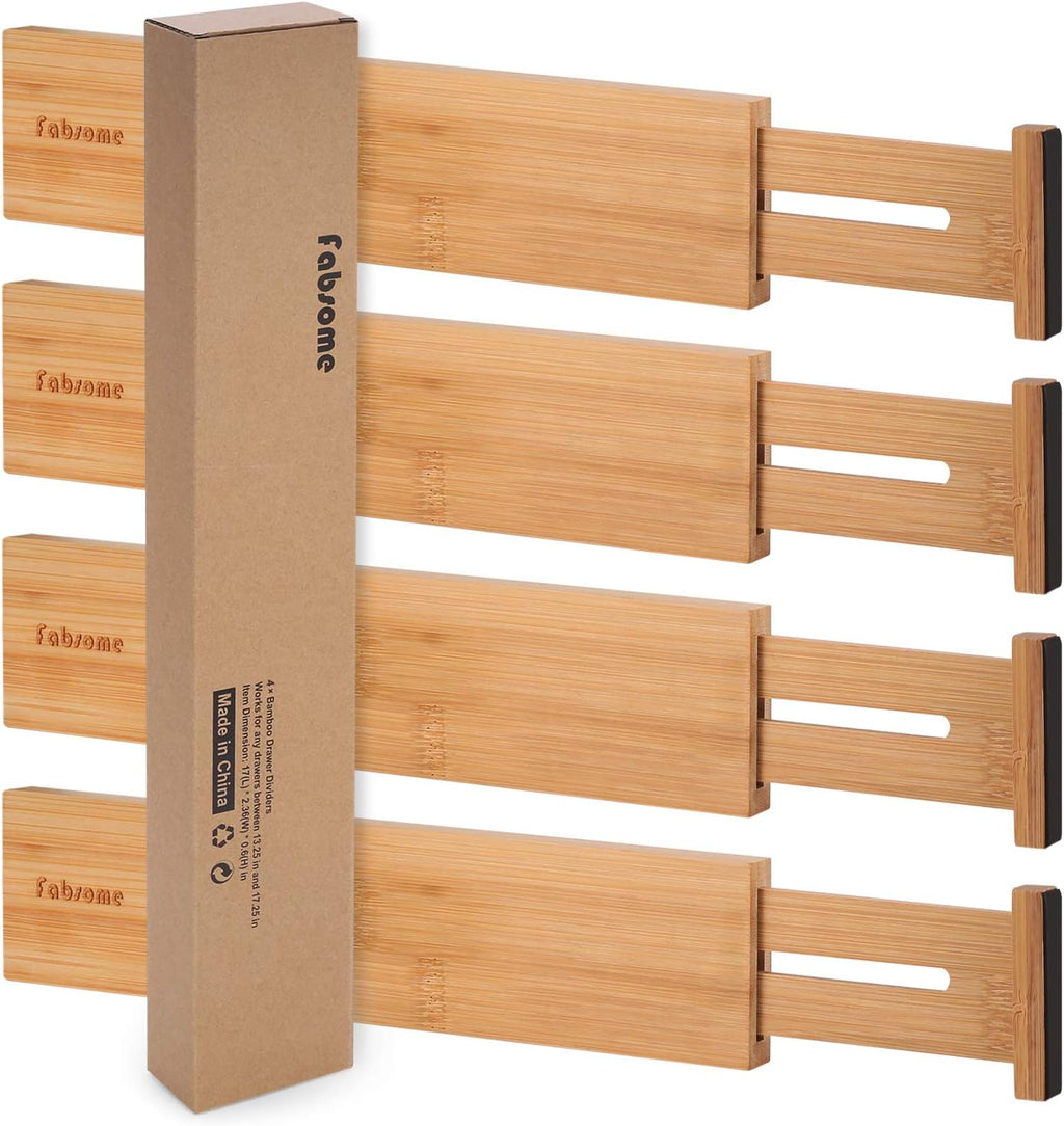 Adjustable Bamboo Drawer Divider 4 Pack W332