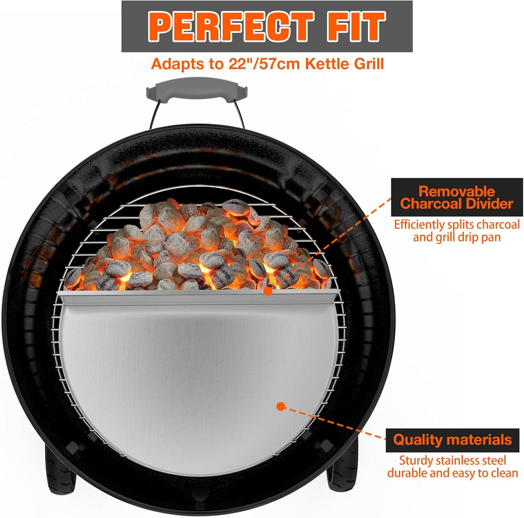 Stainless Steel Detachable Grill Drip Pan with Removable Charcoal Divider H72253