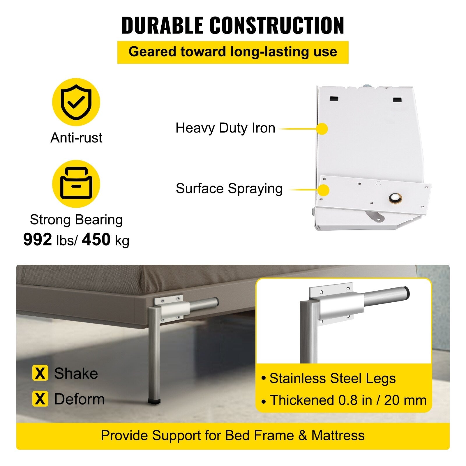 White Queen Size Murphy Wall Bed Hardware Kit Springs Mechanism K63284