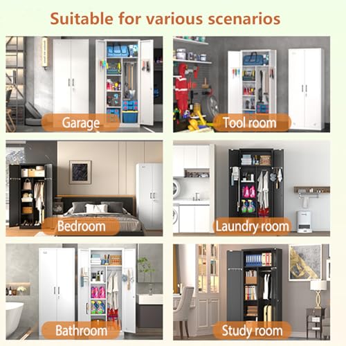 Metal Storage Cabinet with 2 Doors & 2 Drawers and Hanging Rod I332824