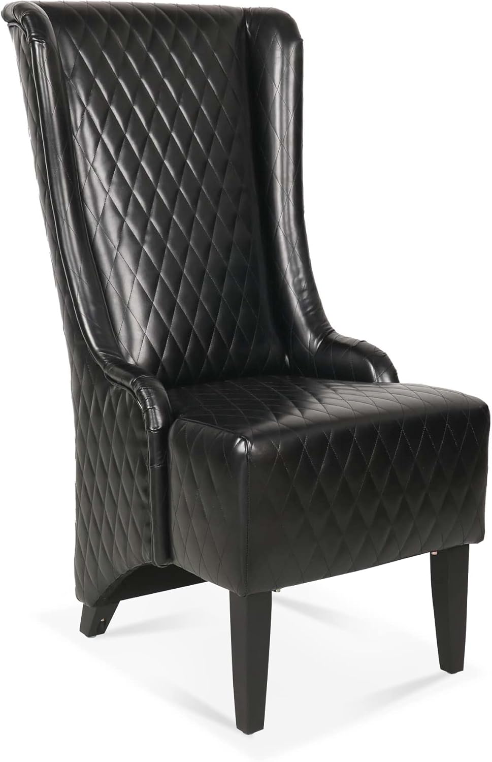 Black Faux Leather High-Back Accent Chair J557