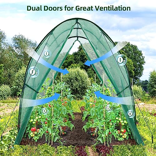 Portable Tunnel Greenhouse with Mesh Windows, 5.9x5.9x6.6 FT W8415
