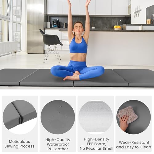 10ft x 4ft Four Fold Folding Exercise Mat with Carrying Handles, 2-inch Thick T332329