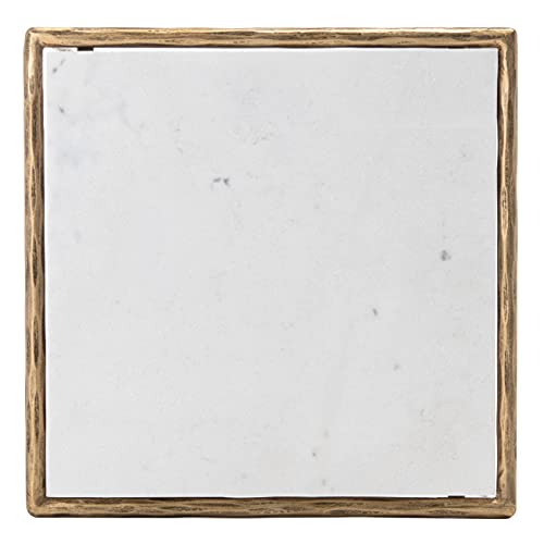 Brass Metal Tempered Glass Top Square End Table A867662