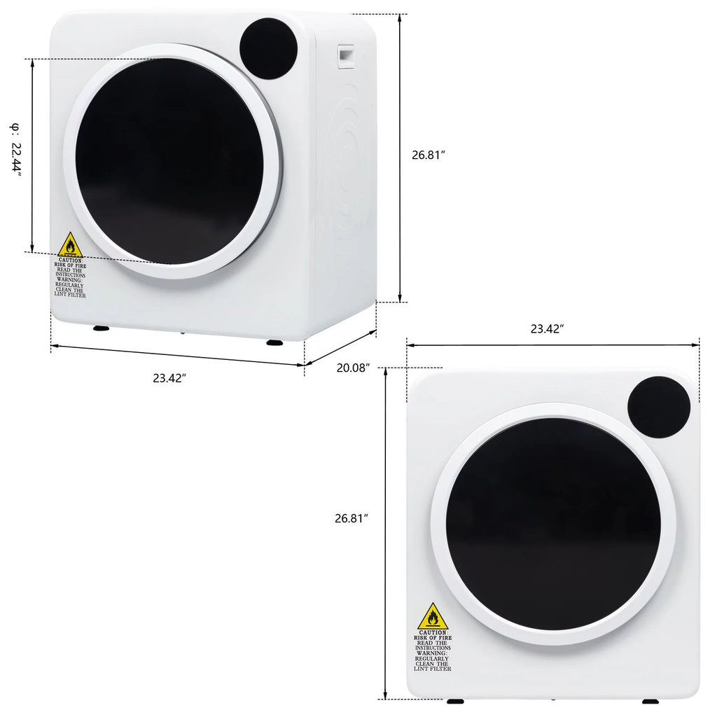 White 3.5 Cu.Ft Stainless Steel Compact Electric Clothes Dryer K354644