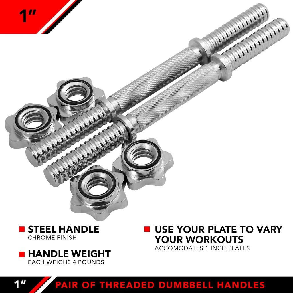 Set of 2 Threaded Dumbbell Handles with Star Collars X158