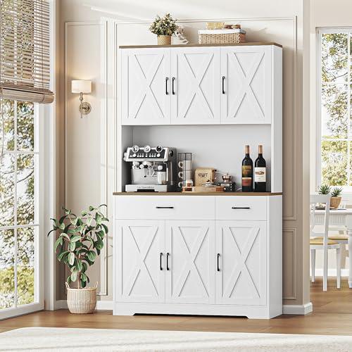 Black Tall Pantry Cabinet with Charging Station and Microwave Stand P34757