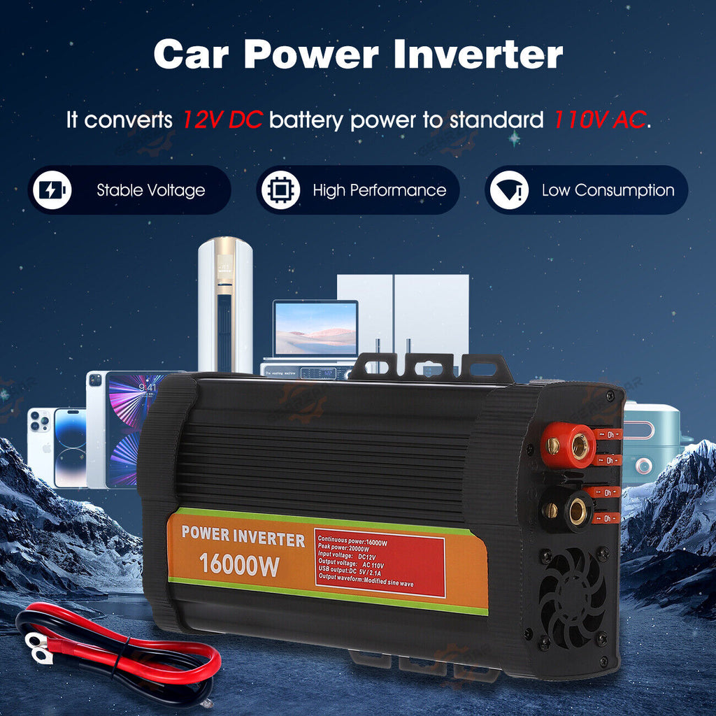 16000W Peak Pure Sine Wave Power Inverter DC 12V to AC 110/120V A37803