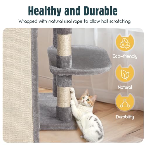 Beige Multi-Level Cat Tree with Sisal Scratching Posts Z7212