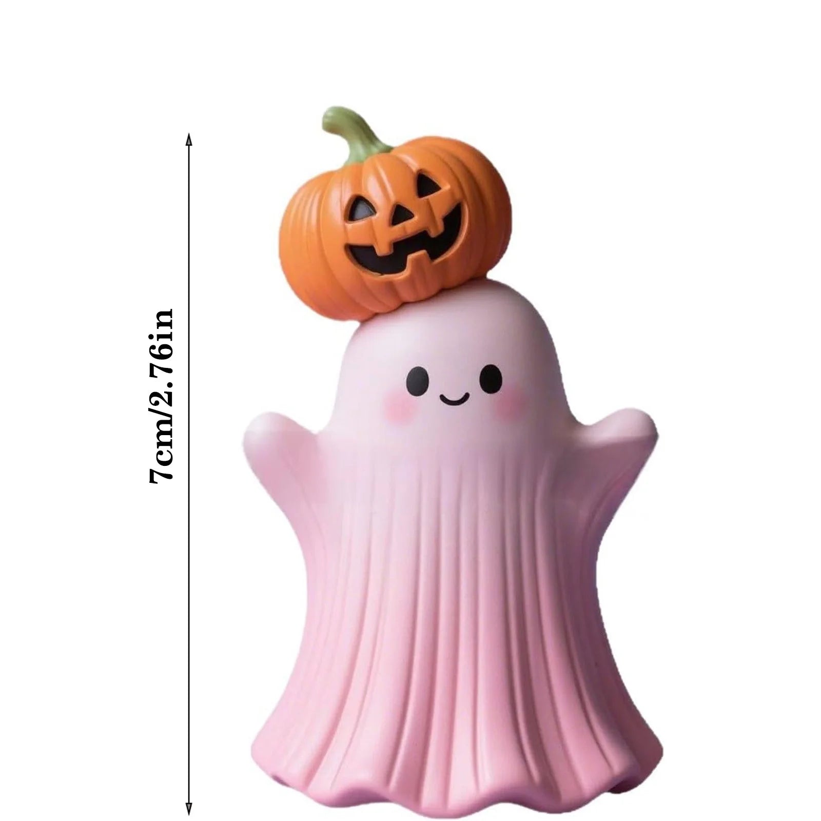 Pink Resin Ghost & Pumpkin Figurine Set Q579725