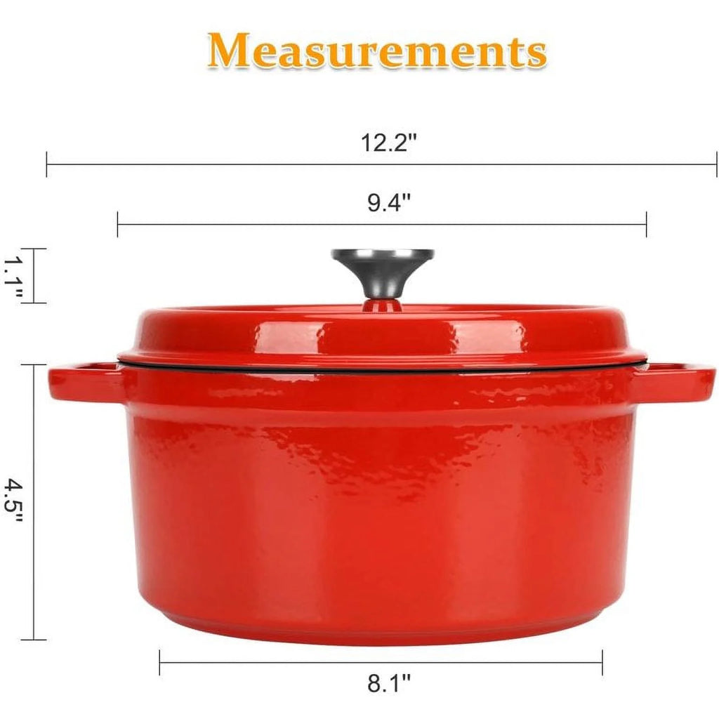 13" Round 5 qt Enameled Cast Iron Dutch Oven A664870